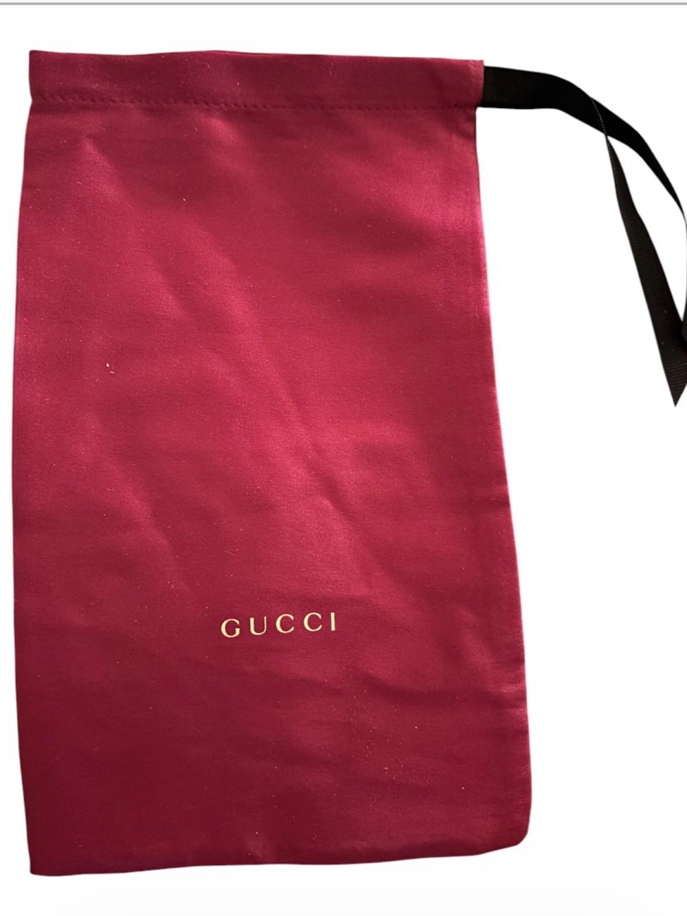 Gucci Burgundy/Red Drawstring Glasses Pouch with Gold Logo